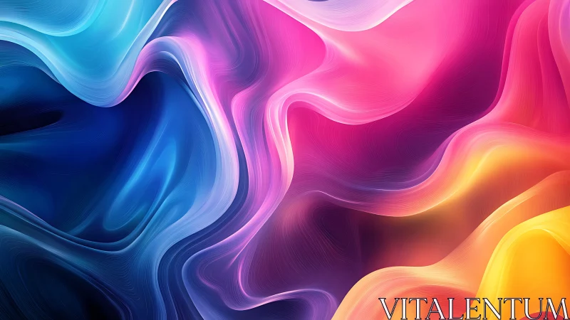 Iridescent fluid color waves with luminous gradient flows.