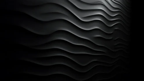 Undulating black waves in layered minimalist surface design.