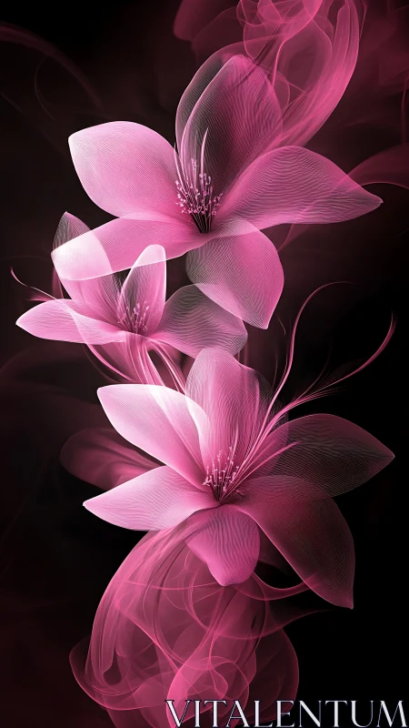 Luminous Pink Petals: Digital Blooms in Motion.