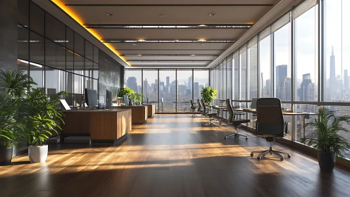 Sunlit skyline studio of sleek desks and quiet ambition.