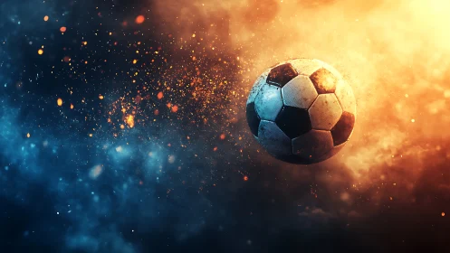 Cosmic match ball soaring between firestorm and starlight.