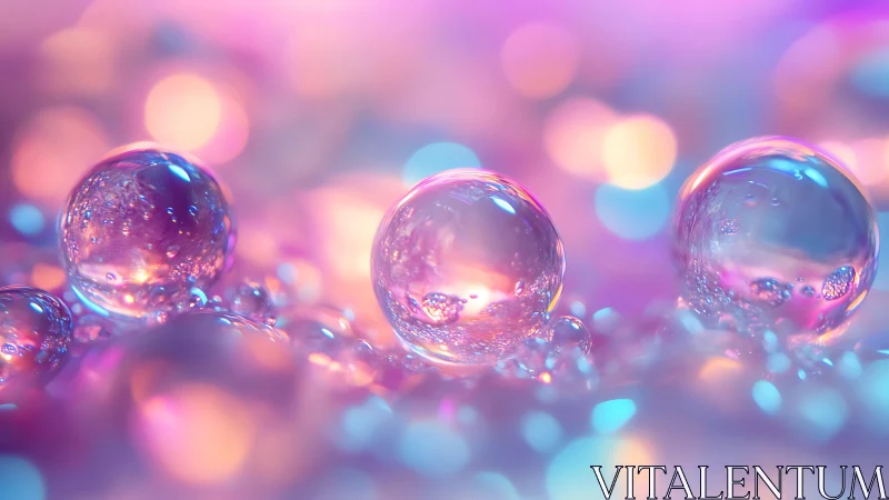 Luminous glass spheres glow in dreamy pastel bokeh light