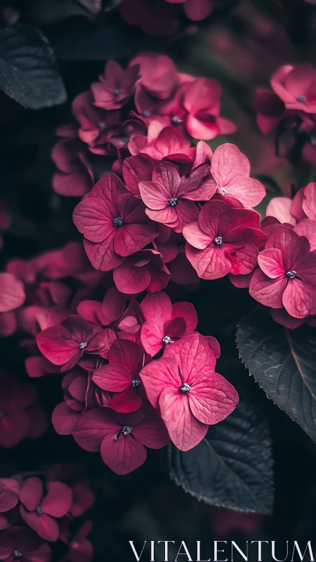 Vibrant Pink Hydrangea Blooms Dancing in Soft Light