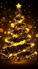 Luminous spiral Christmas tree rendered with dense bokeh effects