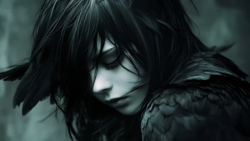 Shadow-kissed birdlike figure rests in a quiet, gentle gloom