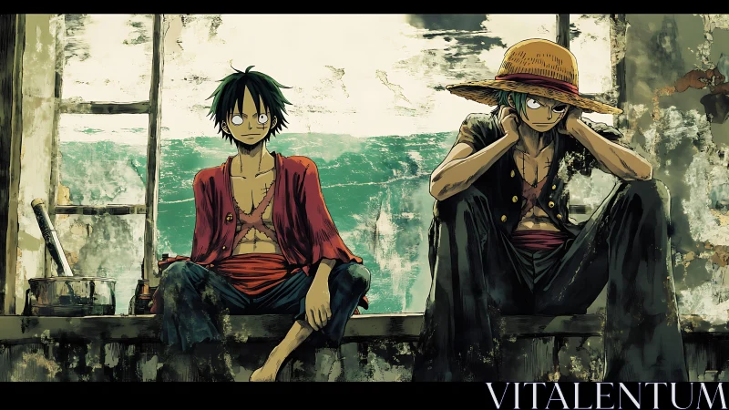 Weathered dockside dreamers in straw-hat summer stillness.