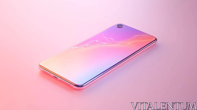 Sleek modern smartphone with gradient screen on pastel background. Sleek modern smartphone with gradient screen on pastel background.