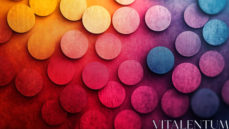 Colorful circular pattern on textured gradient background.