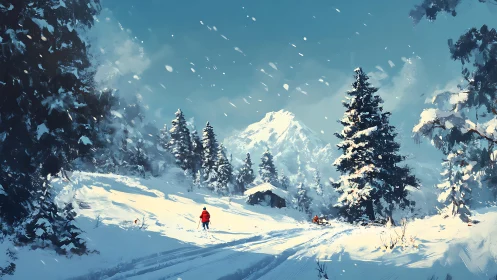 Mountain Wanderer Discovers Solitude in Frosted Alpine Theater