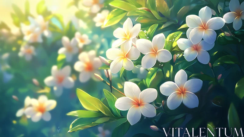 Botanical illustration depicting flowering plant specimen with white petals