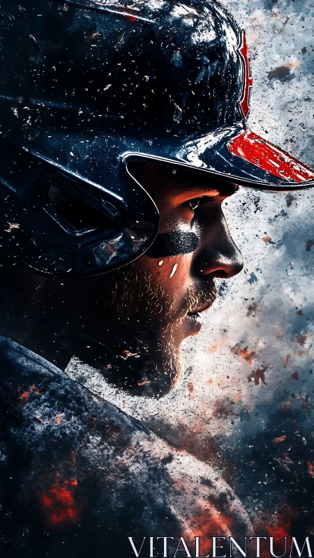 Grit and sparks surround a focused baseball player at bat.