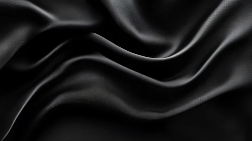 Black Silk Fabric Waves with Subtle Light Reflections