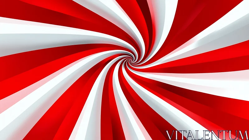 Spiraling red and white vortex with glossy ribbon twists.