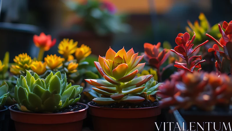 Succulent Collection with Chromatic Leaf Variation and Botanical Focus