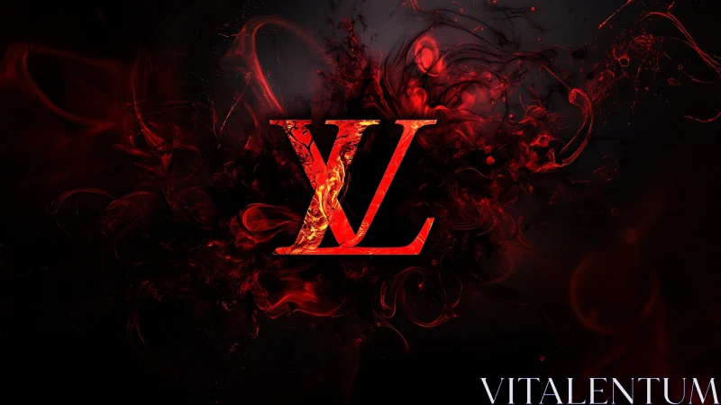 Molten crimson XL monogram ignites in swirling digital fire