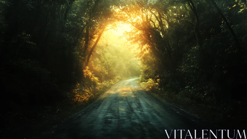 Woodland Passage: Directional Light Through Arboreal Tunnel.