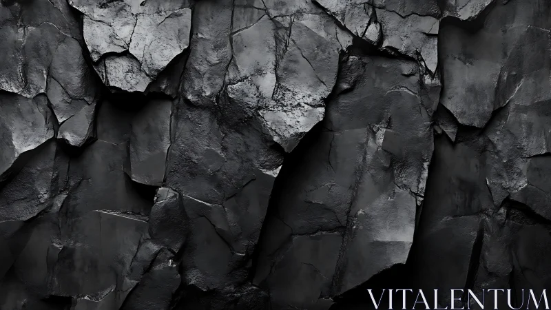 Charcoal rock wall texture with fractured matte surfaces.