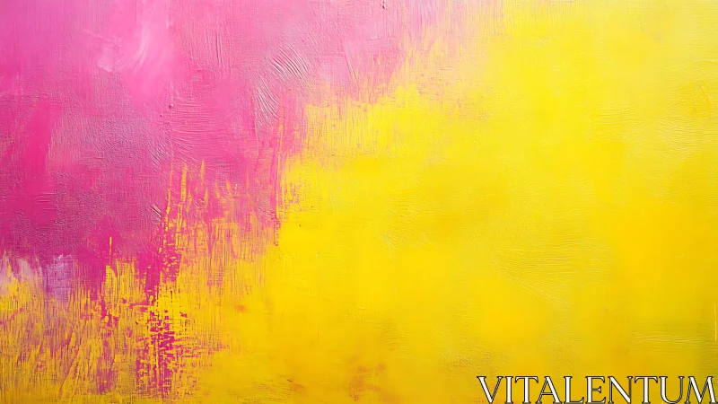 Textured magenta to yellow abstract field, impasto finish.