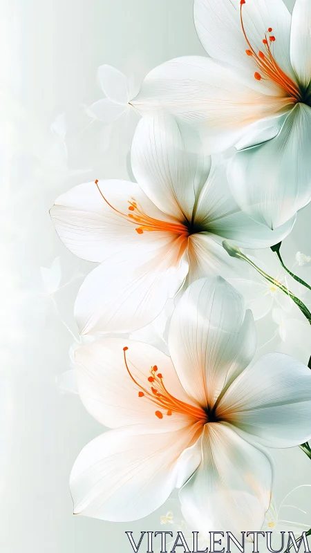Delicate White Blooms with Glowing Orange Centers.