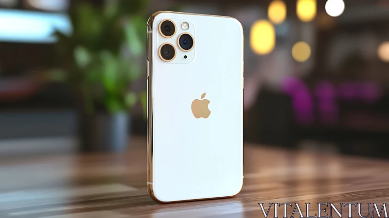 iPhone 11 Pro Max in Alpine White with Triple-Lens Telephoto Camera Array.