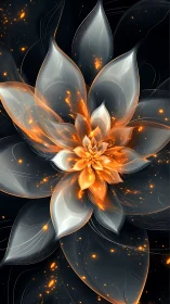 Glowing fractal flower unfolds in radiant cosmic darkness