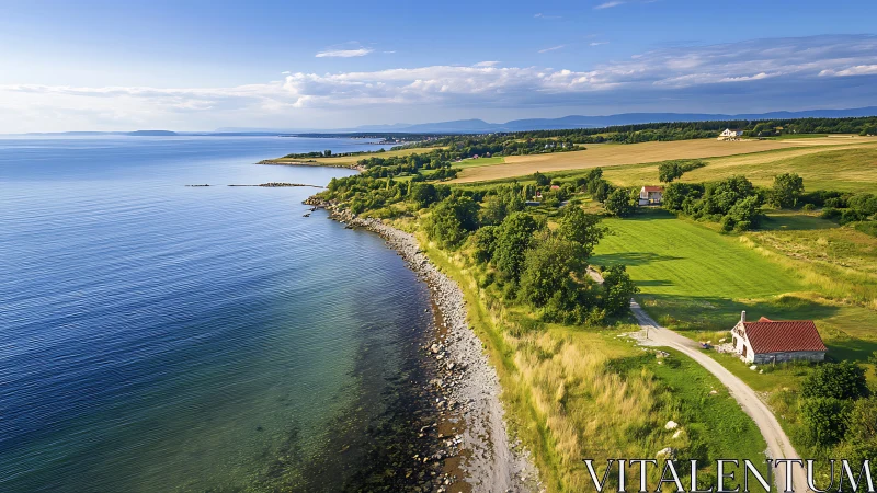 Coastal Dreams: Where Green Fields Meet Endless Blue.