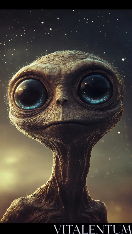 Photorealistic extraterrestrial portrait with cosmic bokeh depth.