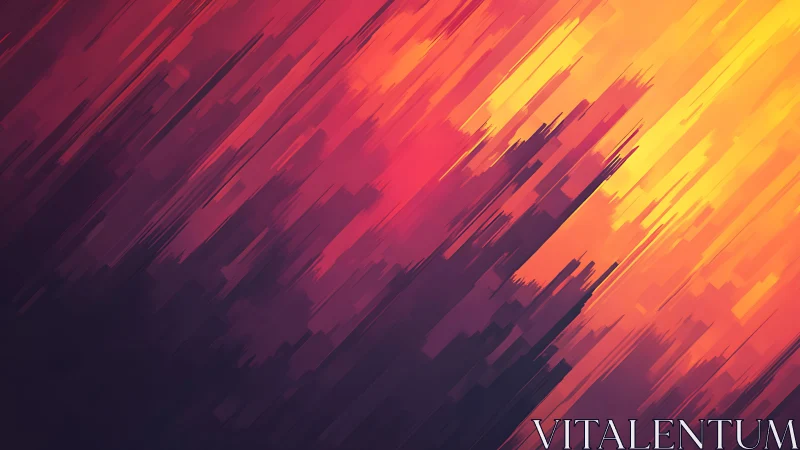 Abstract geometric digital art with vibrant sunset colors.