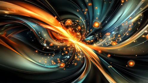 Radiant energy vortex swirls through a luminous cosmic tunnel