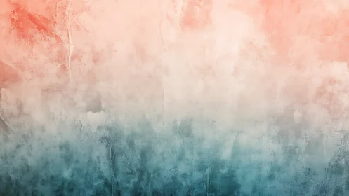 Soft coral and teal ombre wall with dreamy textured mist.