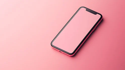 Isometric Smartphone Mockup on Gradient Pink Surface.