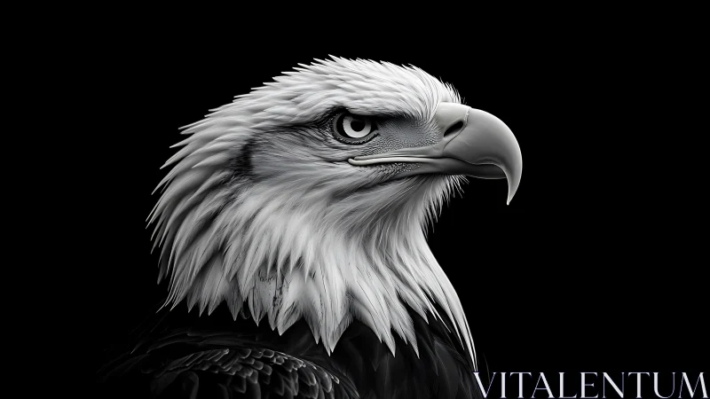 Bald eagle portrait in dramatic monochrome photorealistic style.