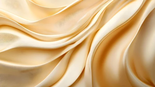 Elegant flowing cream silk fabric with soft folds, abstract style.