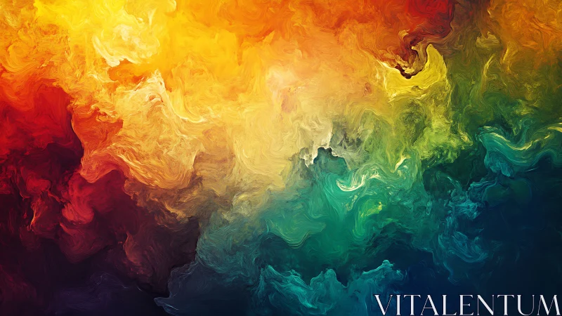 Multicolored abstract swirl with warm and cool gradients.