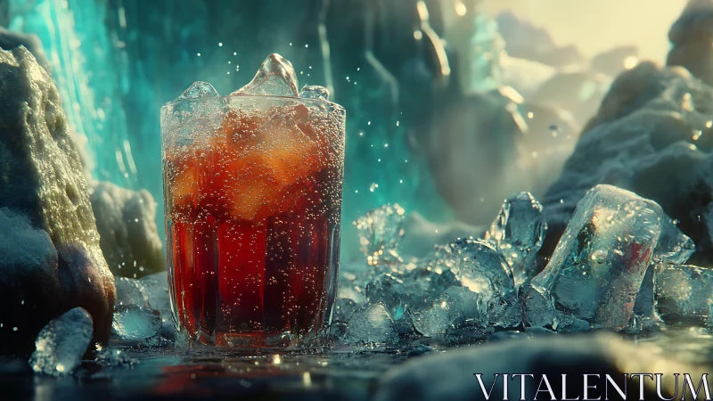 Icy Refreshment: A Cool Drink in a Frost-Covered World.