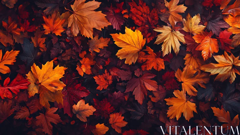 Autumn maple foliage captured with high-contrast top-down composition