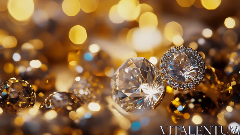 Macro optical study of faceted diamonds and halo ring bokeh.