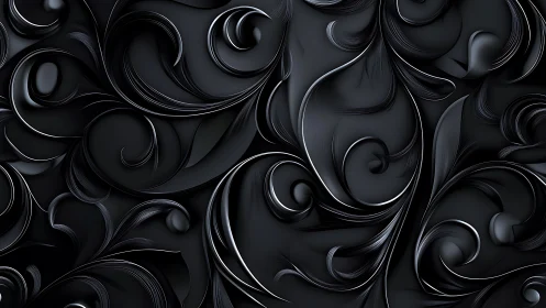 Midnight swirls of sculpted black with gentle silver glow.