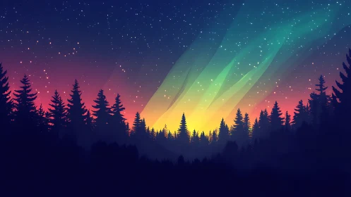 Where Aurora Waltzes Through Silhouetted Pines