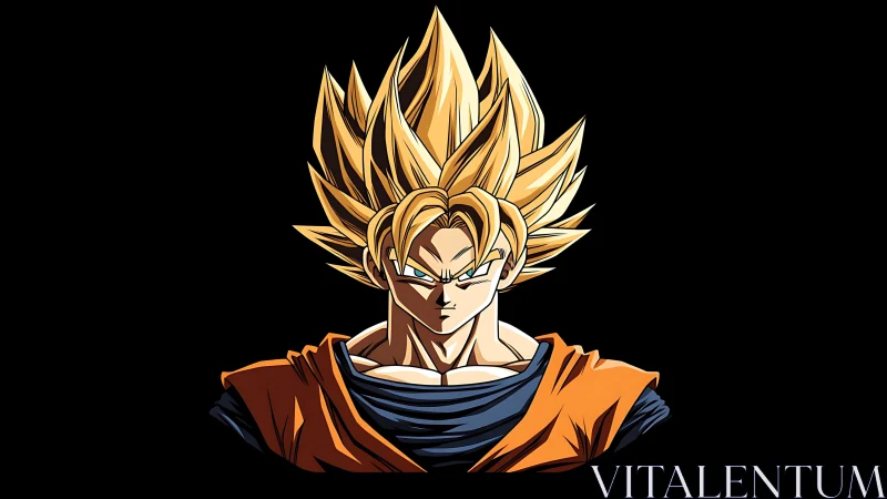Anime cel-shaded heroic bust with dynamic radial hair silhouette.