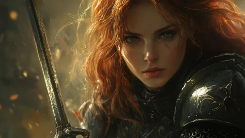 Storm-eyed ember knight poised amid drifting battle dust.