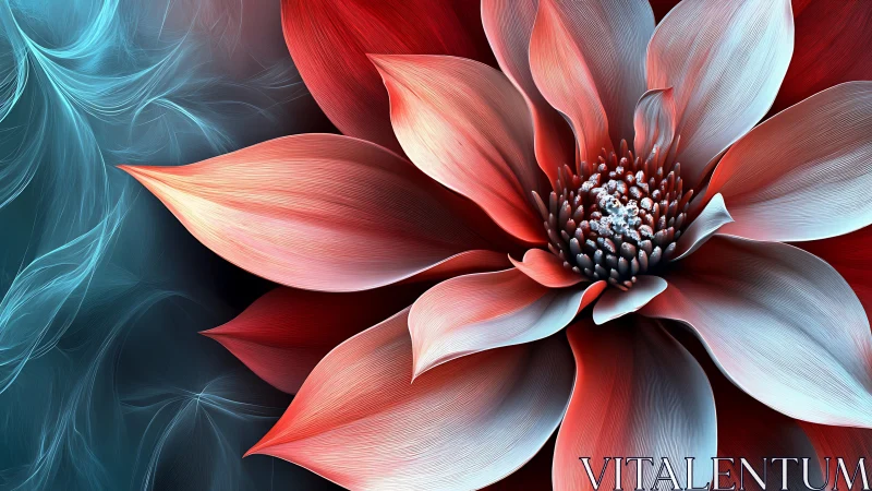Macro digital bloom with bi-chromatic petals and fractal depth