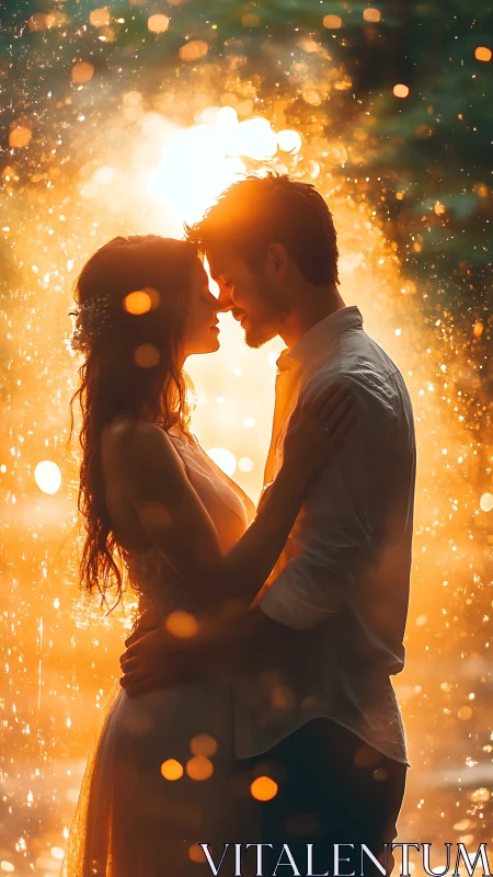 Silhouetted figures with bokeh lighting.