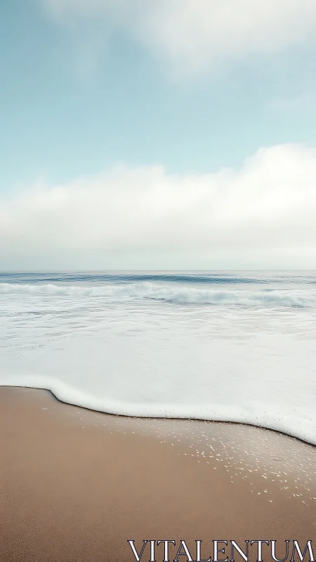 Minimalist shoreline photograph with soft atmospheric depth.