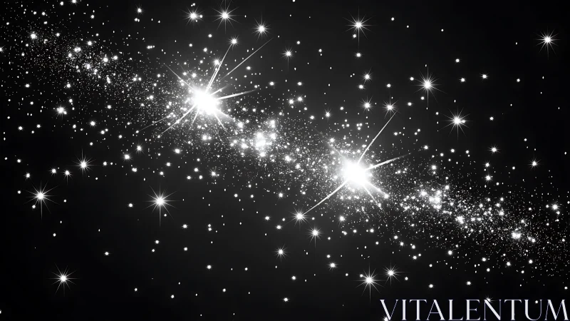 Starlight rivulets streak across velvet space in luminous duet