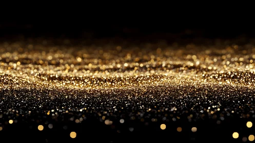 Sparkling Gold Glitter Surface with Bokeh Effect, Abstract Style.