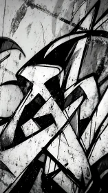 Urban monochrome graffiti lines carve bold concrete energy