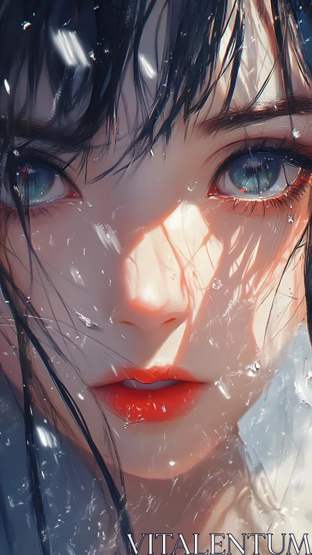 Rainlit gaze shatters into crystal shards of quiet longing.