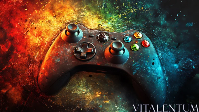 Gaming Controller Immersed in Dynamic Energy Field.