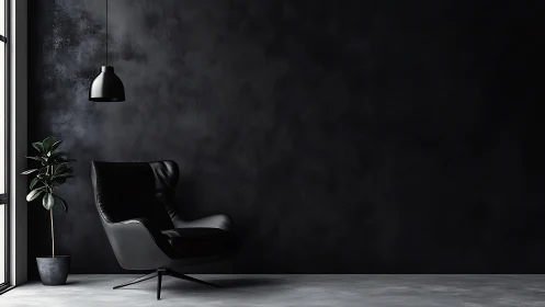 Quiet black lounge corner invites calm reflection and rest